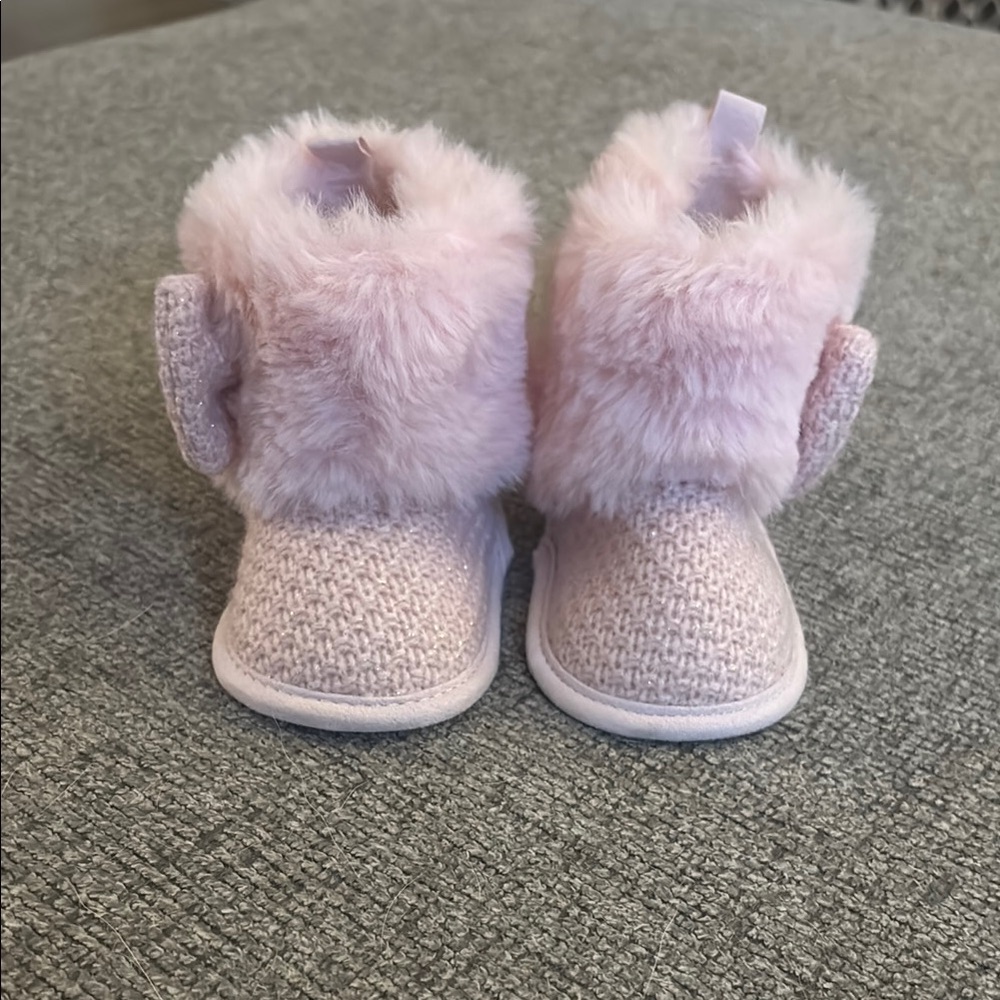 Pink Fuzzy Baby Booties